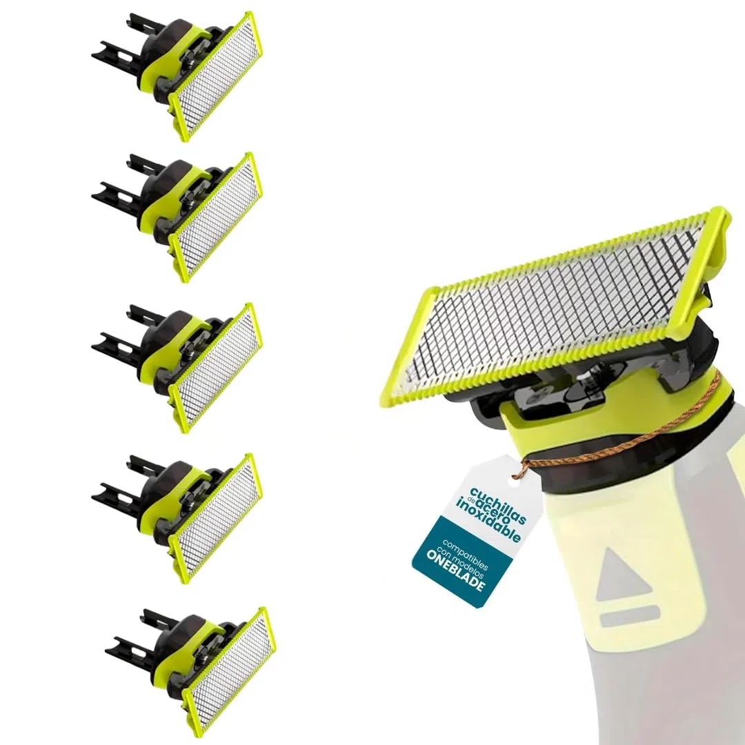Lame de rechange T-Blade (X5) compatible avec OneBlade – Pack de 5 lames pour rasoir visage et corps homme – Compatibles tous modèles One Blade