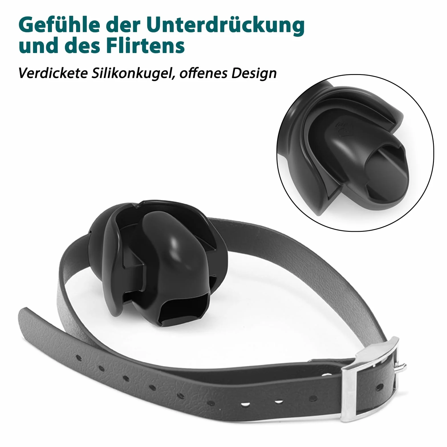 Bâillon Boule en Silicone,Respirant Gag Open mouth gag Sex mouth plug,pour Jeux Sexuels Jouet bouche (Noir)