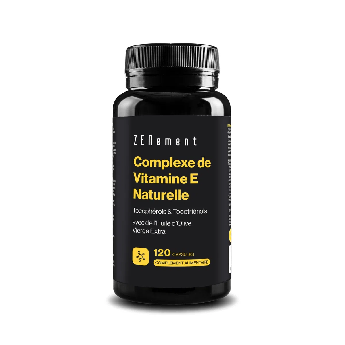 Natural Vitamin E Complex – Tocophérols et Tocotriénols – Puissant Antioxydant, Protège les Cellules du Stress Oxydatif – avec Huile d’Olive Vierge Extra Espagnole – 120 Gélules – Zenement