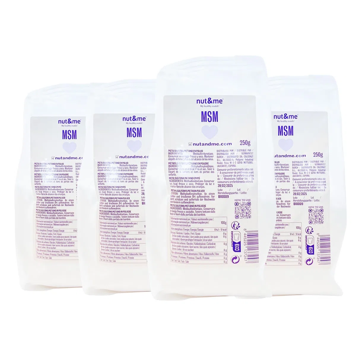 MSM en poudre 1 Kg nut&me | 99,9% Pur | Méthylsulfonylméthane | 100 % naturel | Sans additifs | Végétalien | Keto