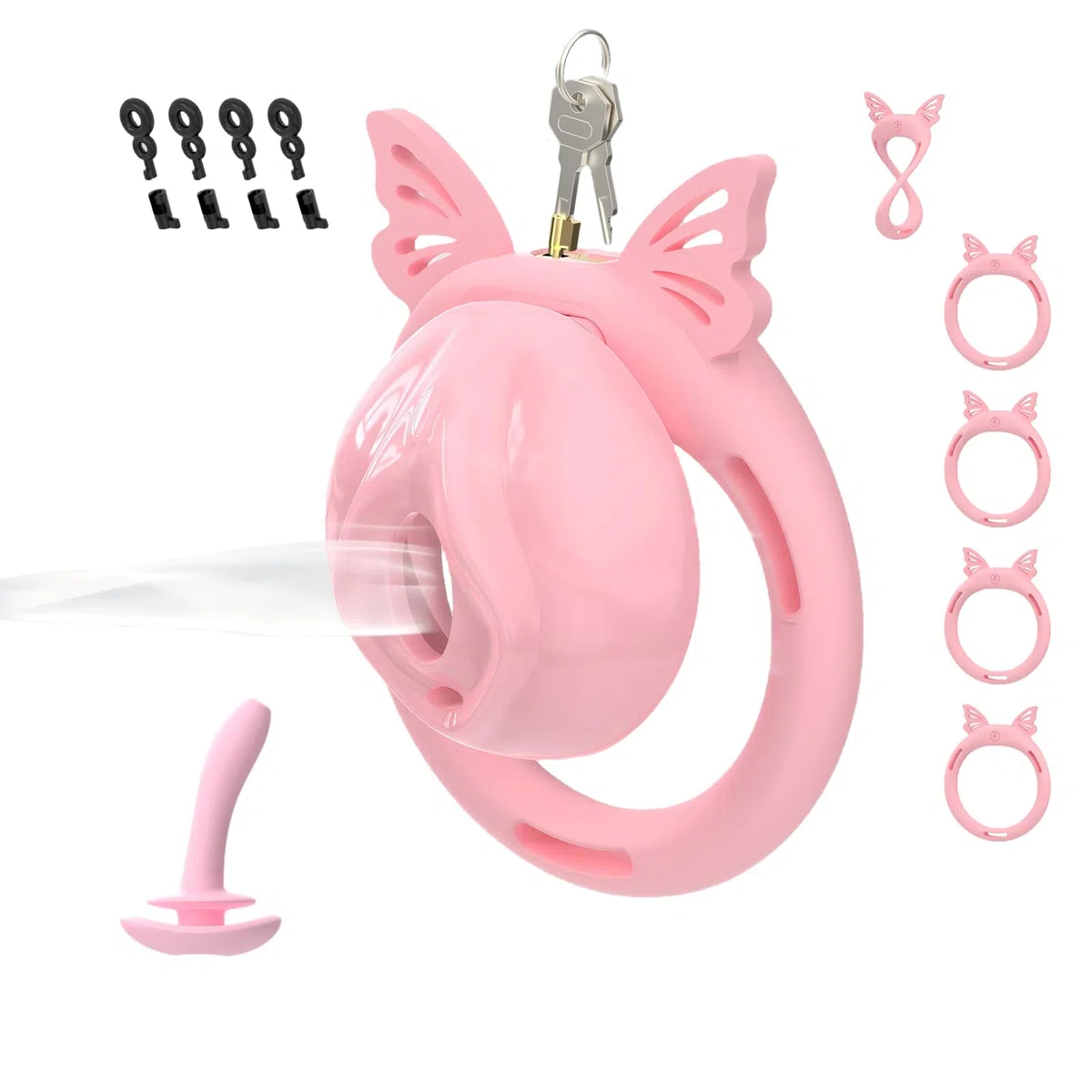 Cage de Chasteté pour Pénis Sex Toys Chastity Cage man en Résine avec Cathéter et 4 Anneaux en Silicone Cage Chastetée Légère avec Serrure Dissimulée et Ceinture pour Bondage le Pénis (A)