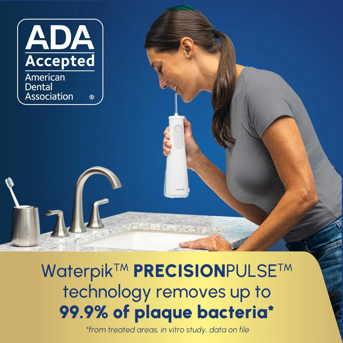 Waterpik Hydropulseur sans fil Gem 5100 pour voyage et maison, rechargeable, portable, étanche pour la douche, le soin quotidien des gencives, le nettoyage des dents, les appareils dentaires, les