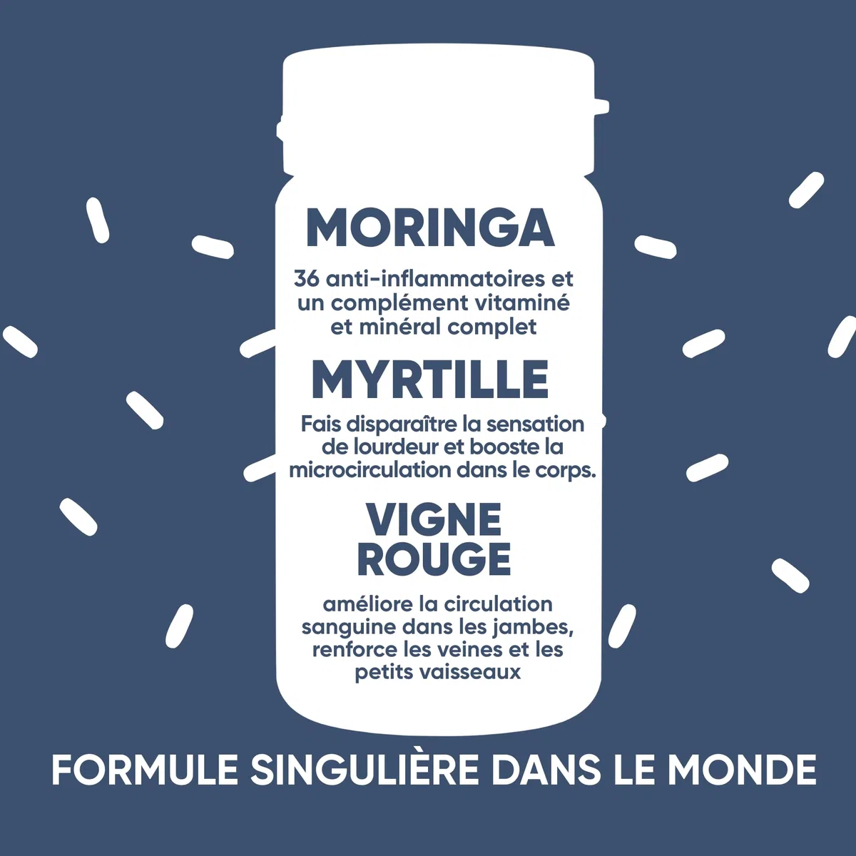 RedMoringa - Supplément Anti Jambes Lourdes & Circulation Sanguine - avec Moringa et Myrtille Noir - Jambes Légères, Drainage Naturel - 100% Naturel - 60 Gélules Végétales