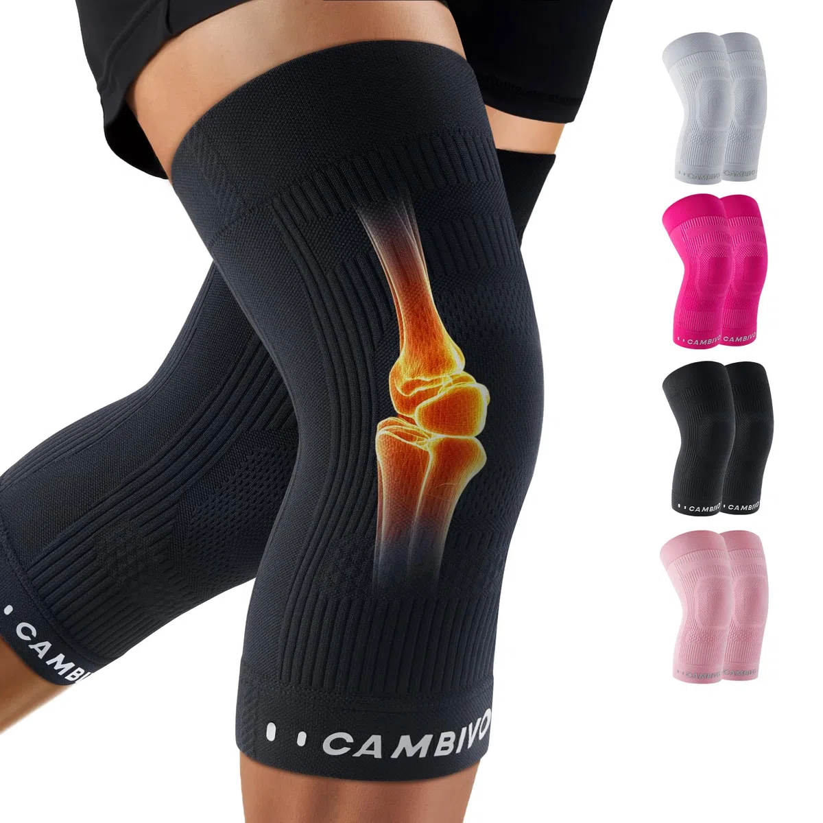 CAMBIVO Genouillère Légère et Respirante, Genouillere Arthrose genou Élastique - 50 g Ultra Fine, Confort Quotidien pour Fitness, Activités Légères, Gym Douce et Usage Journalier