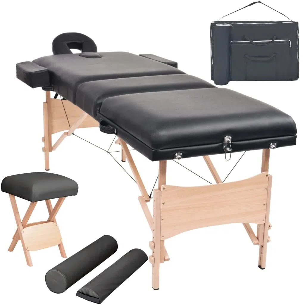 Table de Massage Pliable et Tabouret 10 cm d'épaisseur Noir,Santé & beauté,Hygiène personnelle,Massage & Relaxation,Tables de Massage,24.95 kg-110157