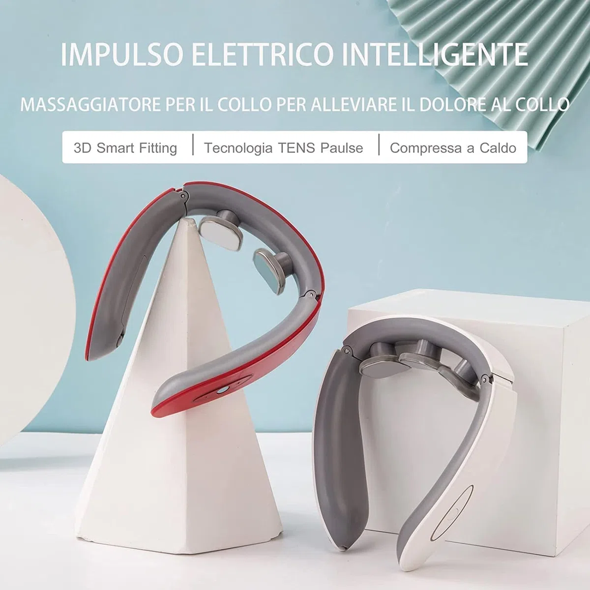 Masseur Cervical Portable, Chaleur 42°C, 5 Modes 9 Intensités, Appareil Massage Électrique Cou Nuque Épaules, pour Maison Bureau Voyage