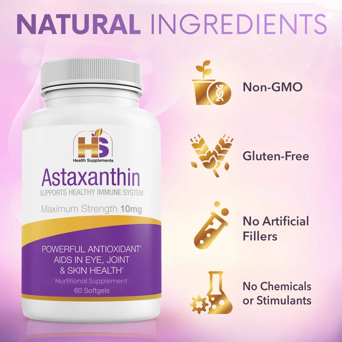 Astaxanthine 10 mg, Puissant Antioxydant, Supplément nti-Inflammatoire des Algues Marines Rouges. Un Supplément Pour Stimuler Votre Système Immunitaire