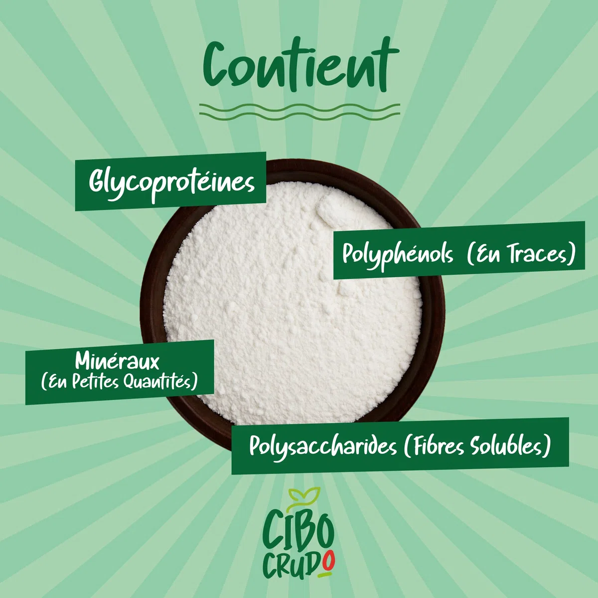 CiboCrudo Gomme Arabique Bio - 500g. Fibre Alimentaire d'Acacia Riche en Fibres (85%) et Sans Sucres. Fibre Soluble Végétaliennes Excellentes pour es Régimes Cétogènes et la Digestion.