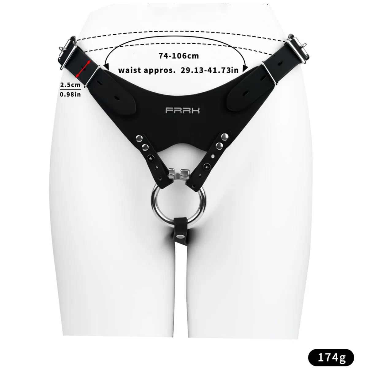 Ceinture de Chasteté Réglable en PU Accessoire pour Cage de Chasteté pour Pénis Sex Toýs Homme à Utiliser avec la Chastity Cage Man Convient pour un Tour de Taille de 74cm-106cm (Black)