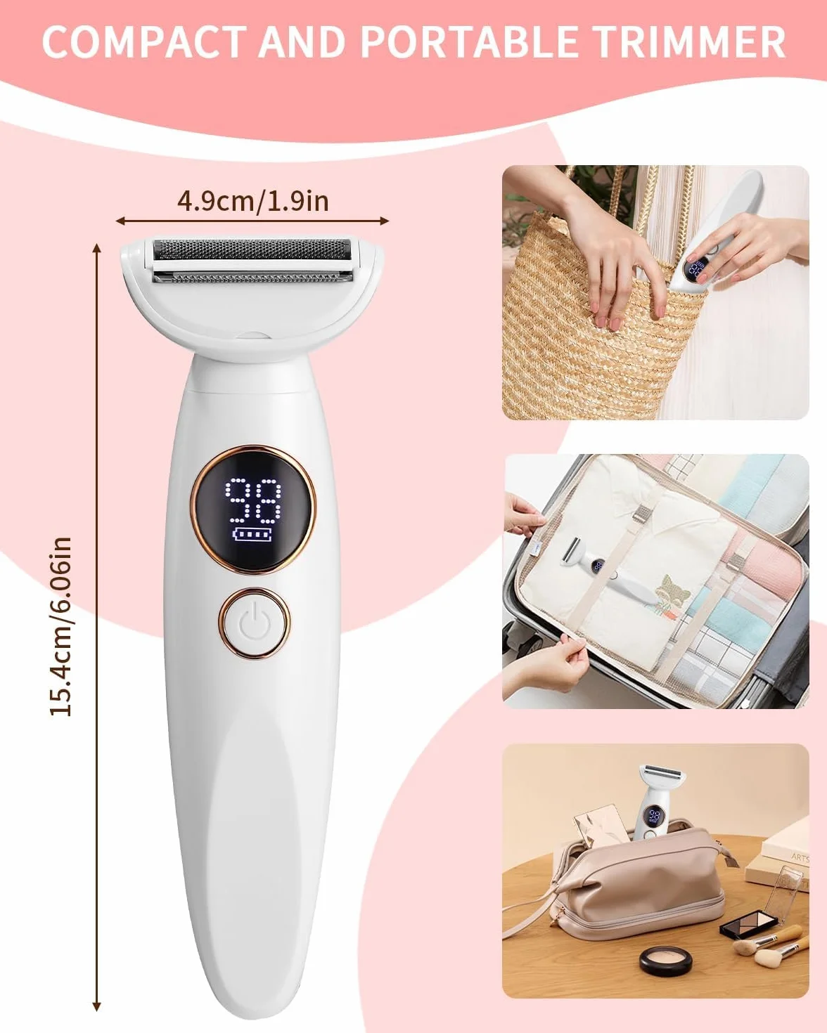 Rasoir Electrique Femme, 5 en 1 Tondeuse Femme Intime, Rasoir Femme Electrique avec Station de USB Rechargeable, Tondeuse Maillot Femme, pour Le Corps, Les Aisselles, Le Bikini, Les Sourcils et Le Nez