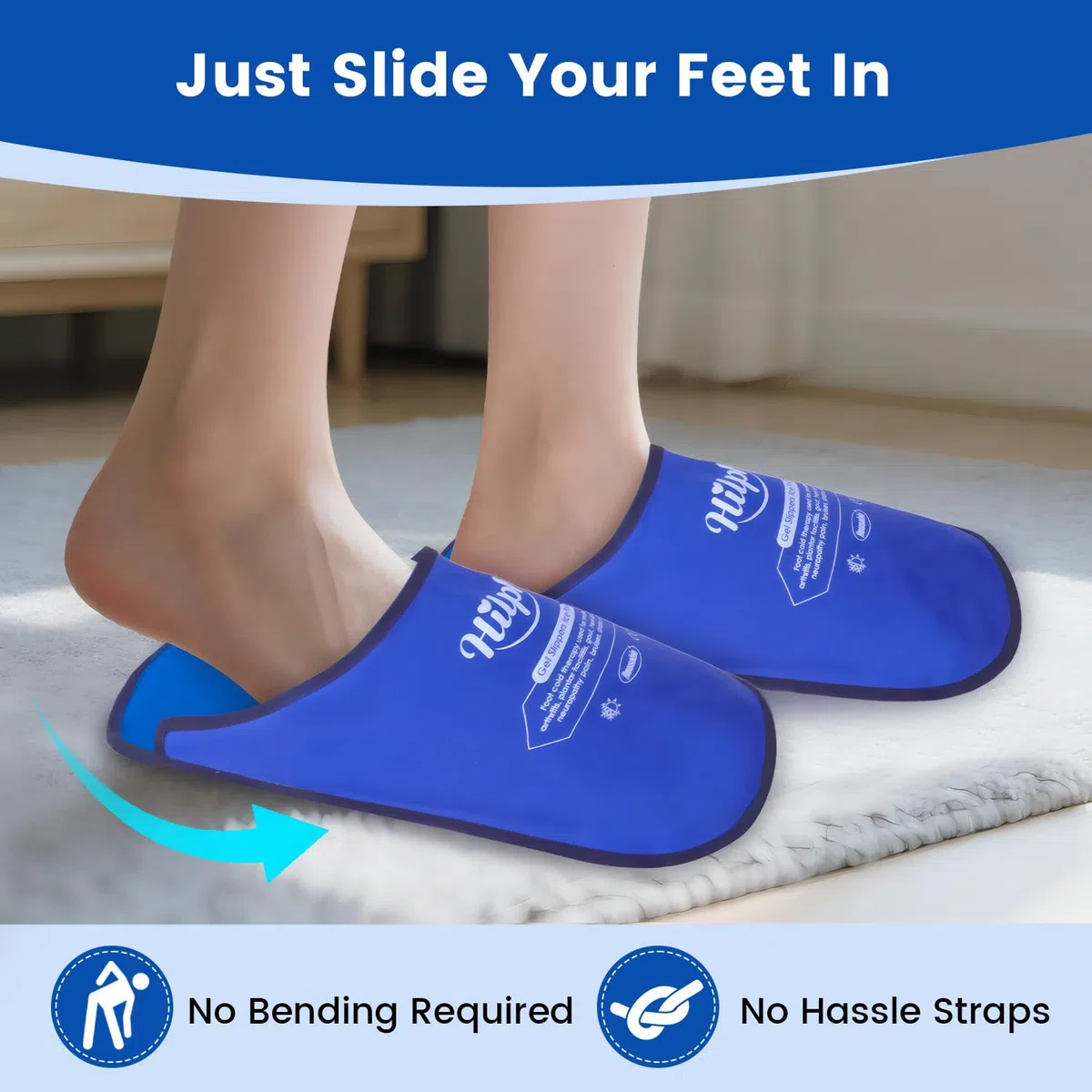 Hilph Poche de Glace en Gel pour Pied Chimiothérapie, Thérapie par le Chaud et le Froid Pack de Froid Pantoufles Réutilisables Pieds pour Gonflés, Douleur au Pied, Fasciite Plantaire, Une Paire Bleu