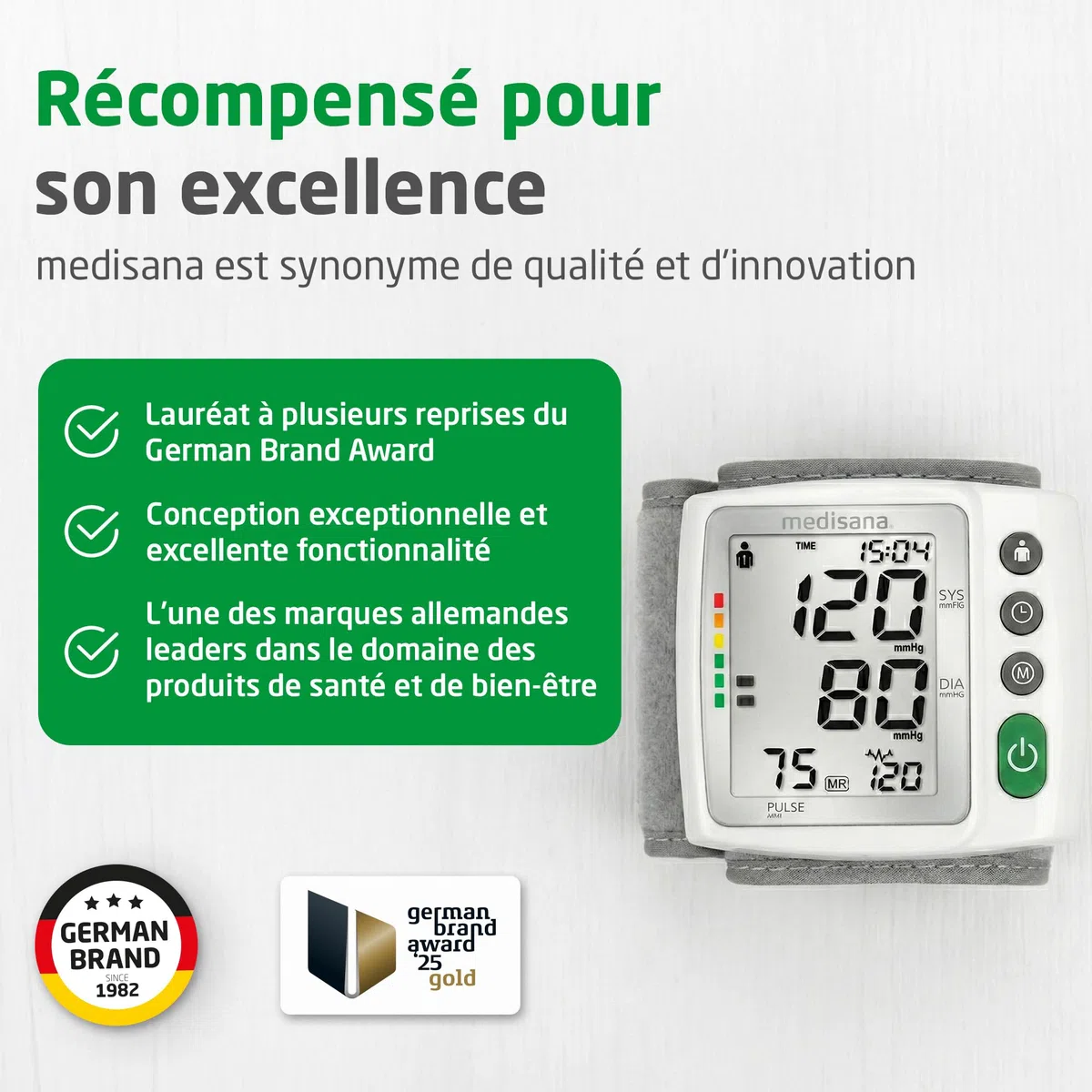 medisana BW 315 Appareil de mesure de la pression artérielle au poignet, Mesure précise de la pression artérielle et du pouls, Fonction de mémoire pour 2 utilisateurs, Détection des arythmies
