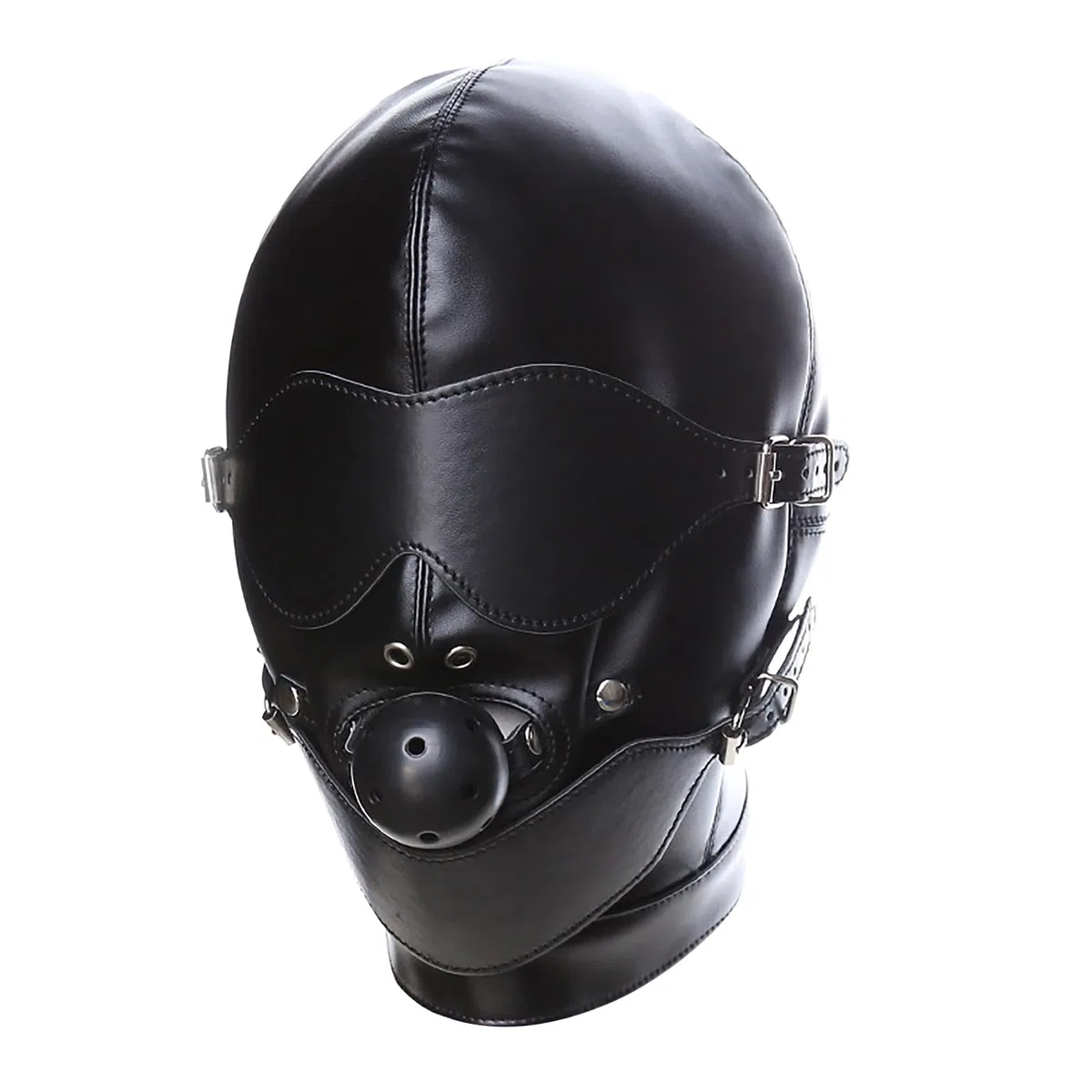 RUIXIA Cagoule Sexy en Faux Cuir Noir Cagoule BDSM avec Bâillon Amovible et Masque des Yeux Rétractable Capuche de Tête de Déguisement pour Couple,Jeux,Carnaval,Boîte de Nuit