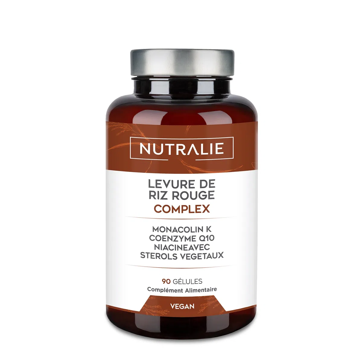 LEVURE DE RIZ ROUGE 2,9mg Monacoline K + Q10 + Vit C E - Levure de riz rouge - 90 Gélules Vegetales Nutralie