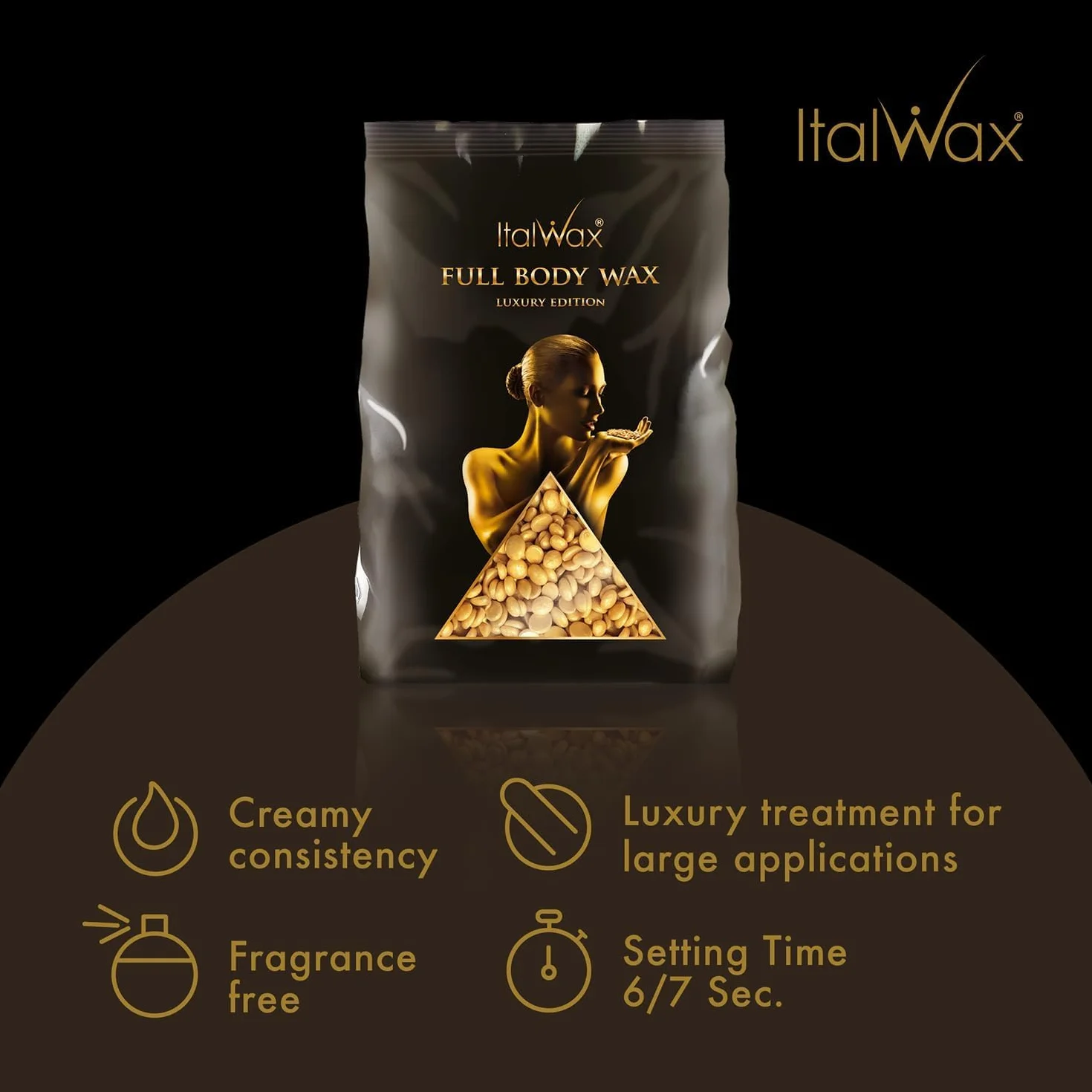Italwax Luxury Full Body - 1Kg - Cire pelable pour l’épilation sans bandes - Formule sans colophane idéale pour les peaux sensibles - Recommandé pour tout le corps