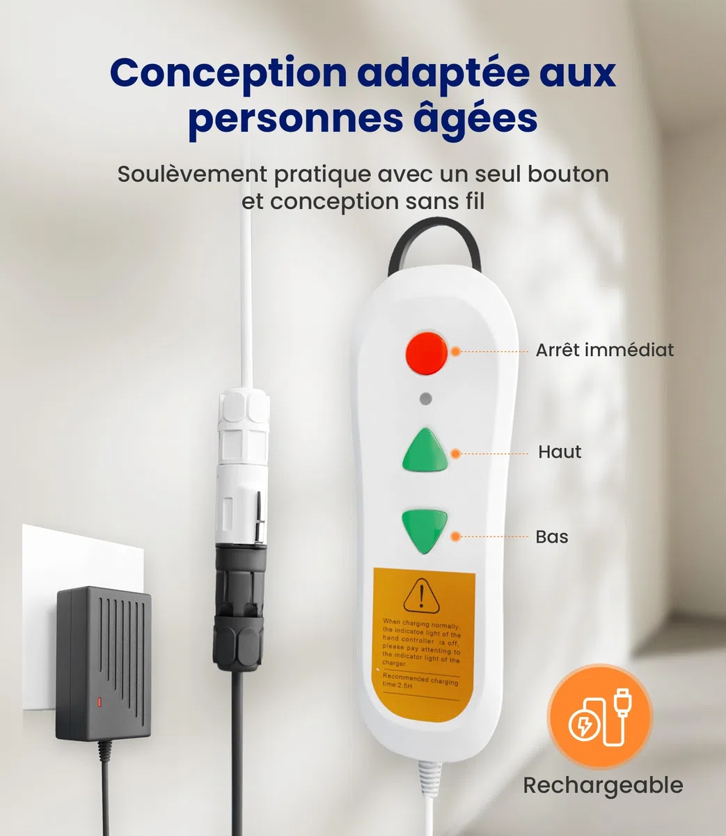 VOCIC Sièges à Levage assisté – Fauteuil élévateur électrique Multifonction, réglable en Hauteur jusqu'à 48 cm, Aide au relevage du Sol pour Personnes âgées, Charge maximale 136 kg