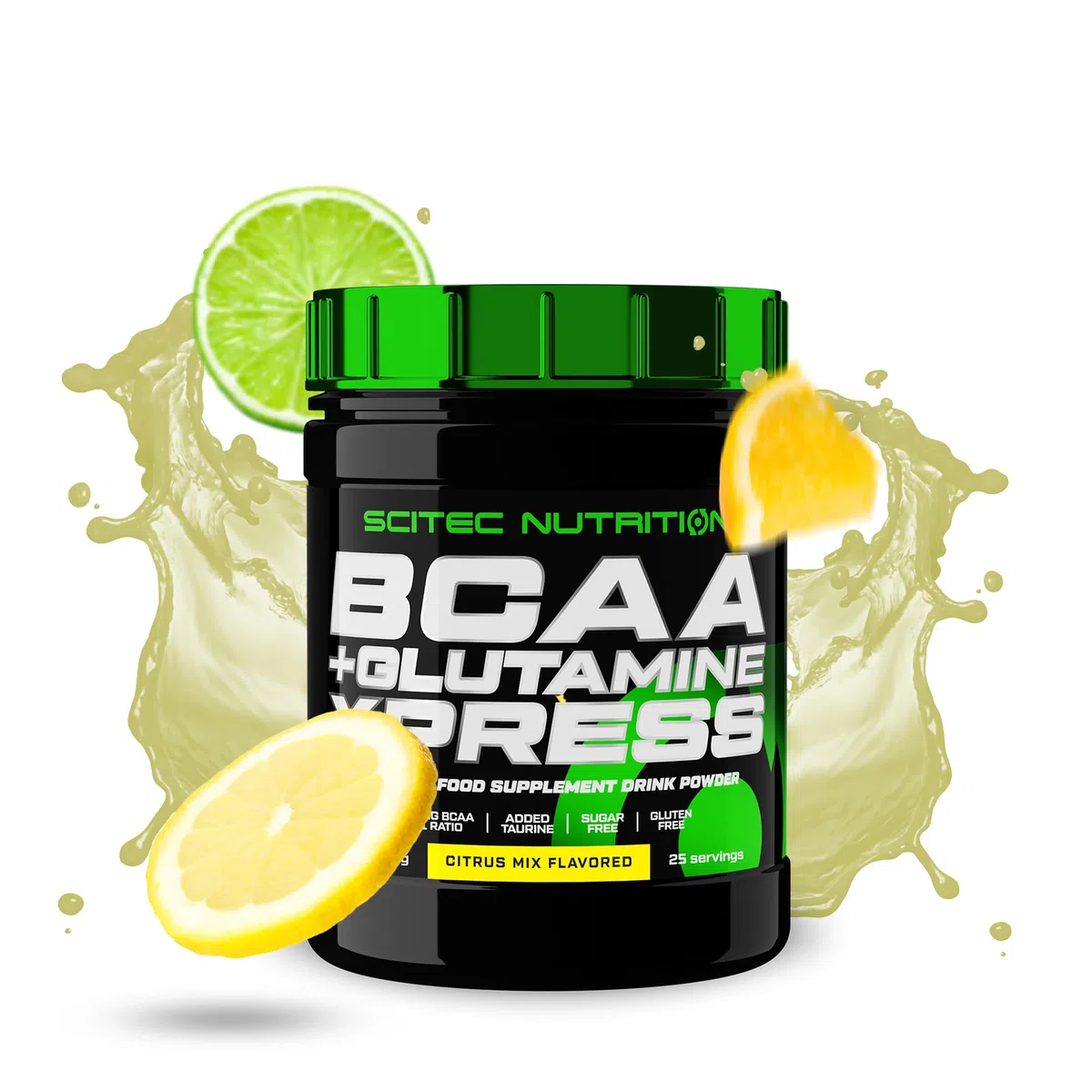 Scitec Nutrition BCAA + Glutamine Xpress - Mélange d'acides aminés essentiels - avec 5g de BCAA 2:1:1-5g de Glutamine - enrichi en Taurine, 300 g, Mélange d’agrumes