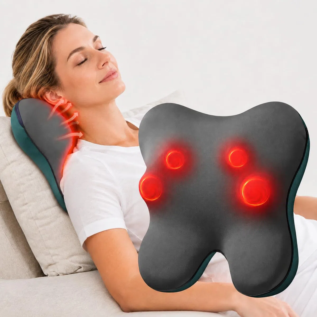 Bob and Brad EZBack Masseur Cervical, Coussin Massage Dos et Cou Épaules avec chaleur, Appareil de Massager Shiatsu Électrique, Massage et Relaxation Cadeaux pour Femme Homme