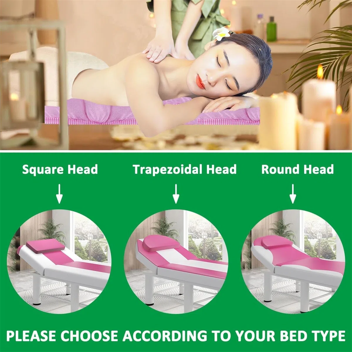 Highdi Matelas de Lit de Beauté avec Trou pour Le Visage, Pliable Doux Conforts Matelas Salon de Beauté à Tête Carrée pour Spa, Table de Massage, Lit de Massage (80x190cm,Rond-Blanc)