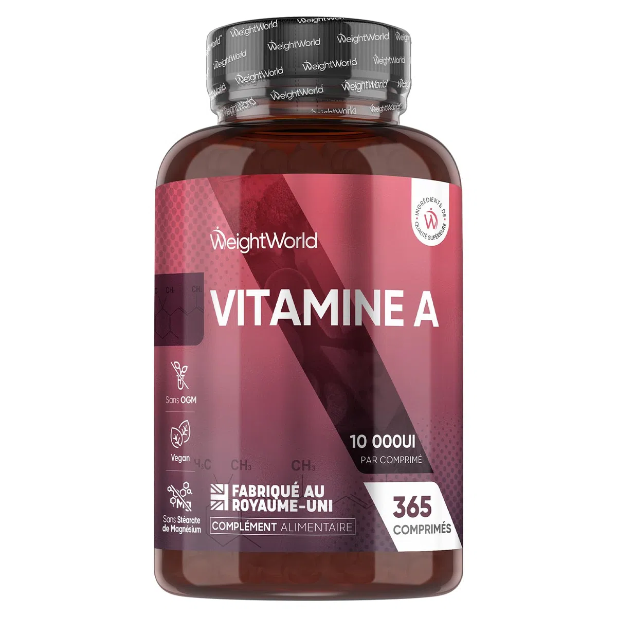 Vitamine A 10 000 UI - 365 Micro Comprimés Vegan - sous Forme d'Acétate de Rétinyle Vitamine A, + 1 An de Stock - 1 Comprimé tous les 3 Jours - Source de Retinol, Beta Carotene, sans OGM