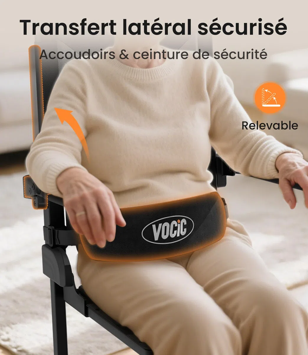 VOCIC AX25 Fauteuil releveur électrique 160 kg, léger et Mobile | Senior domicile, aide relevage après chute, fauteuil mobile grandes roues, transfert canapé lit, structure légère 160KG