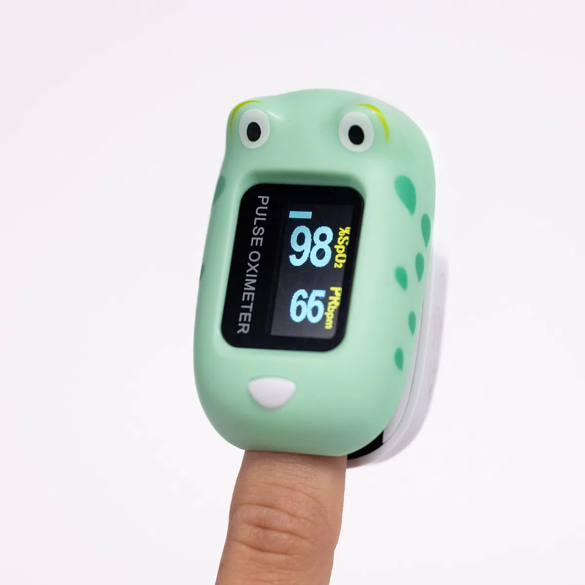 SPENGLER Oxyfrog, Oxymètre de Pouls Digital Portable Pédiatrique, Dispositif Médical pour Mesure du Taux d’Oxygène, Facile à Utiliser, Fiable et Précis, Compact et Léger, Sécuritaire