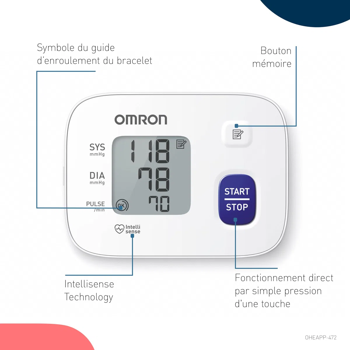 OMRON RS1 Appareil tension artérielle automatique poignet – Tensiomètre poignet portable, pour une utilisation à la maison ou en déplacement – Validé cliniquement – Bracelet réglable 13,5 – 21,5 cm