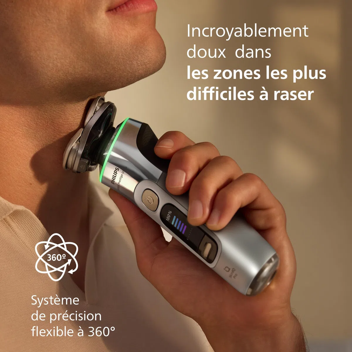 Philips Rasoir i9000 Prestige Ultra, rasoir électrique 100% étanche, technologie Skin IQ Pro, système Triple Lift & Cut, lames de précision NanoTech rotatives 360, 5 modes de rasage, XP9404/38