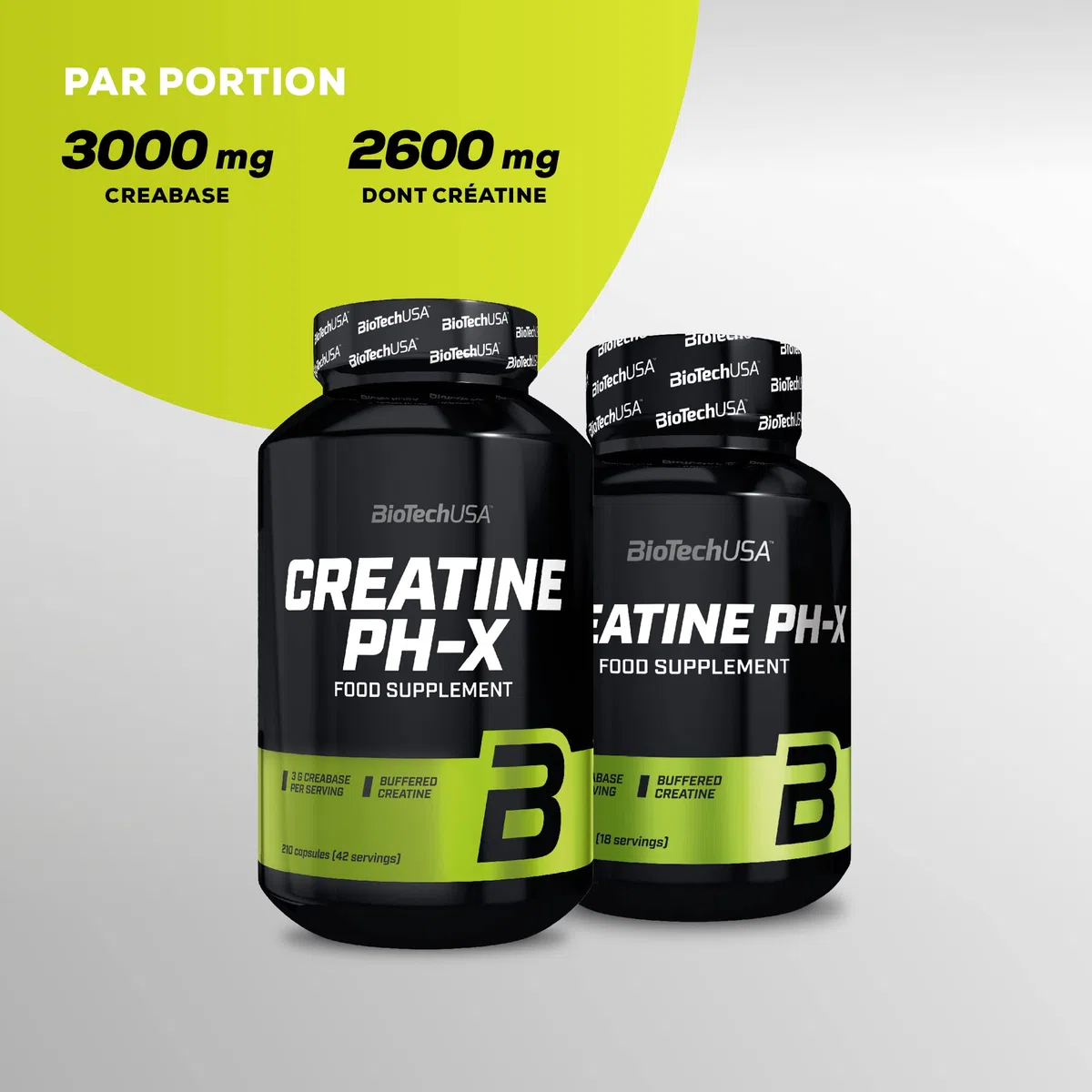 BioTechUSA Creatine Ph-X capsules | Créatine tamponnée | 3g CreaBASE par portion, 210 gélules