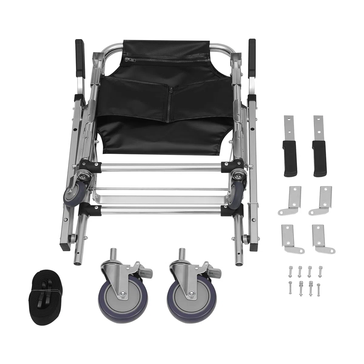 Escalier - Fauteuil roulant pliable - 160 kg - En alliage d'aluminium avec 4 roues universelles - Chaise de sauvetage pliable - Pour personnes âgées et handicapées à la maison