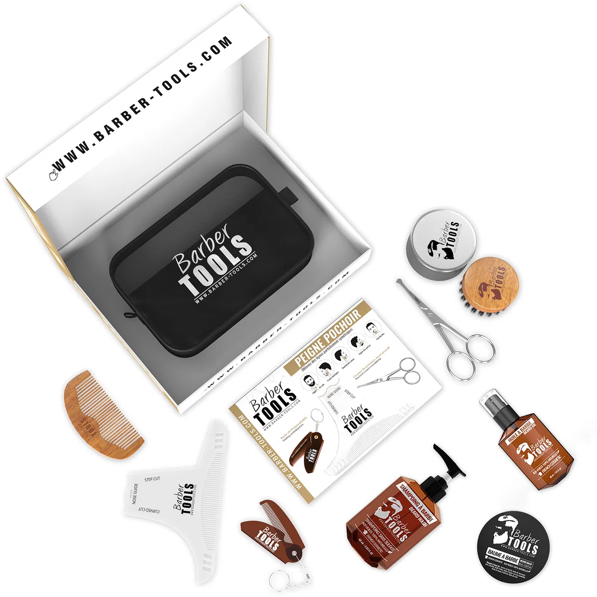 Kit/Set/Coffret d'entretien et de soin pour barbe avec Soin de barbier | Cosmetique Made in France ✮ BARBER TOOLS ✮ (kit barbe) (kit barbe2)