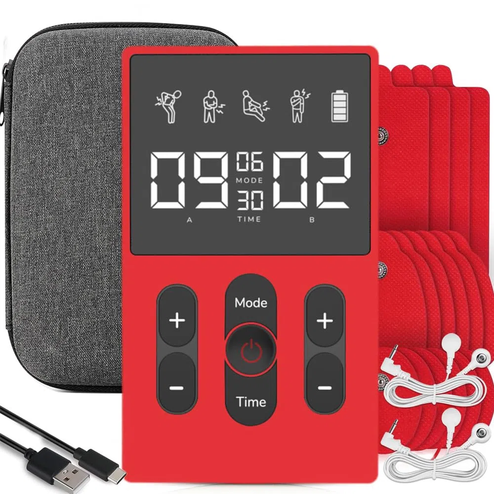 Électrostimulateur Musculaire 3en1, TENS/EMS/Massage, Electrostimulateur Musculaire de Canaux Double pour le soulagement de la douleur, 12programmes de Massage + 36 Intensités + 16 électrodes