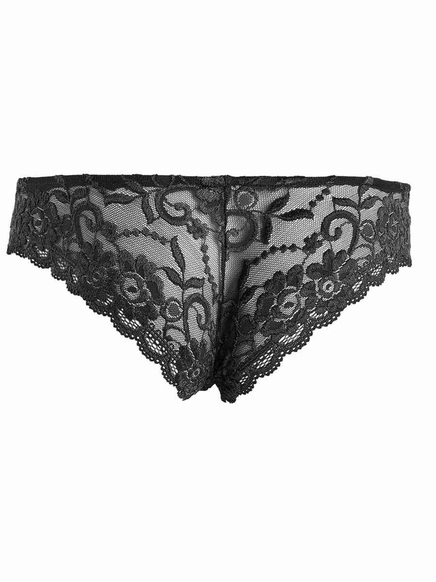 iiniim Sissy Lingeries Homme sous Vêtement Ensemble Dentelle Lingiere Transparent Bra Soutiens-Gorge avec String Travesti Nuisette M-4XL Noir J XL