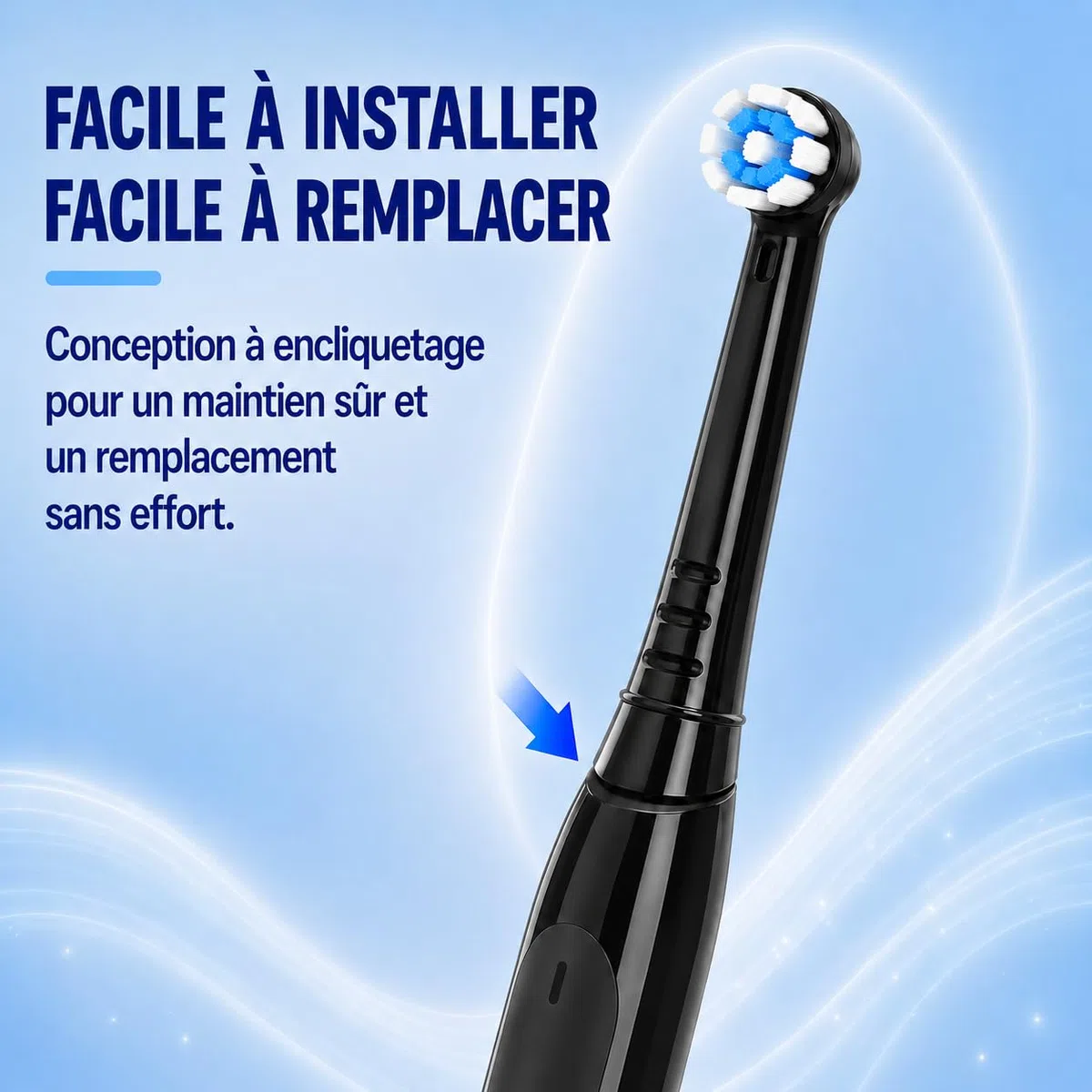 Brossettes de Rechange Compatibles avec Oral B iO, Têtes de Brosse à Dents iO Compatibles Série 2/3/4/5/6/7/8/9/10, Nettoyage Doux des Gencives, Lot de 8 Noires, 2 Cartes