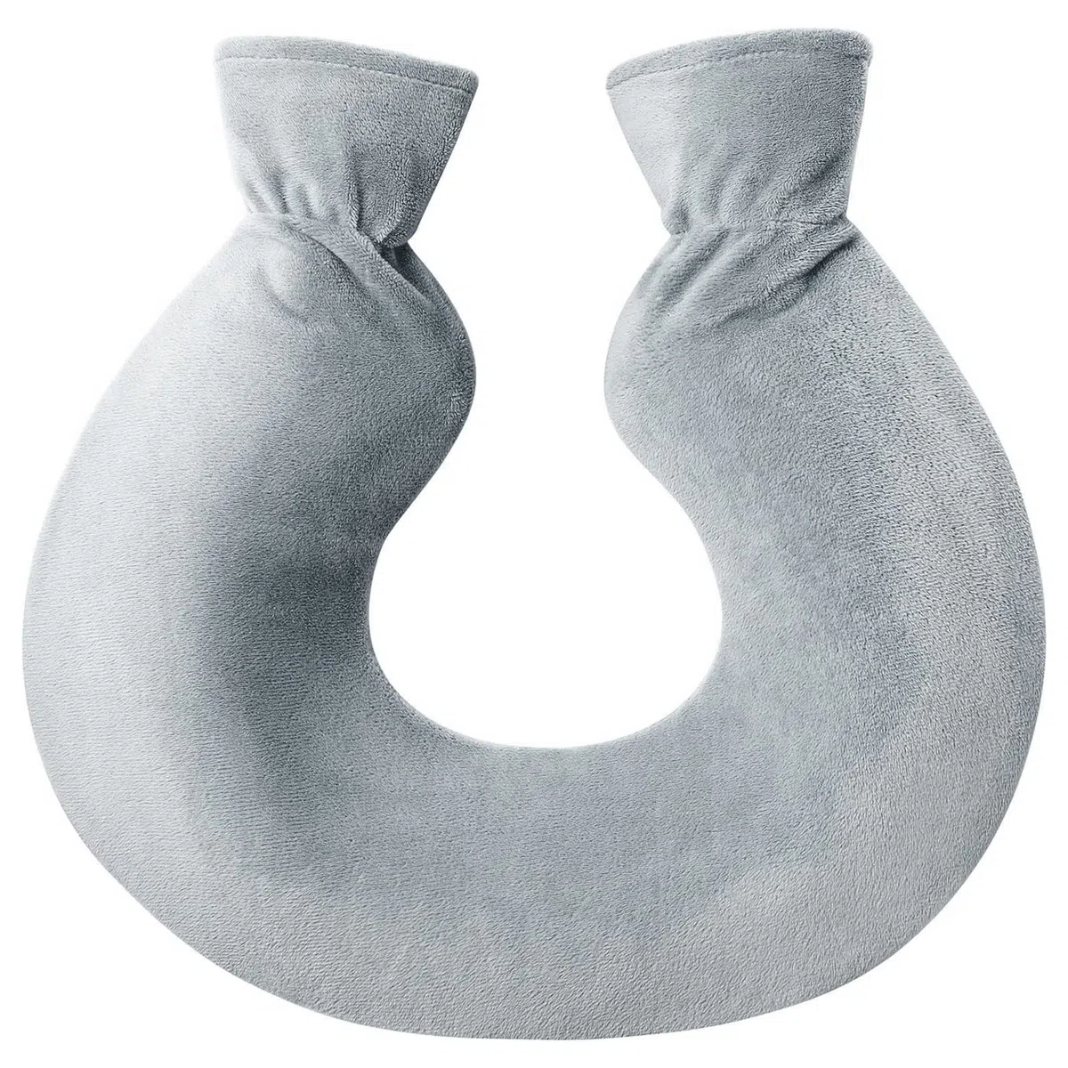 Bouillotte en forme de U en caoutchouc naturel de qualité supérieure avec housse en polaire amovible et lavable pour femmes et enfants 2 L