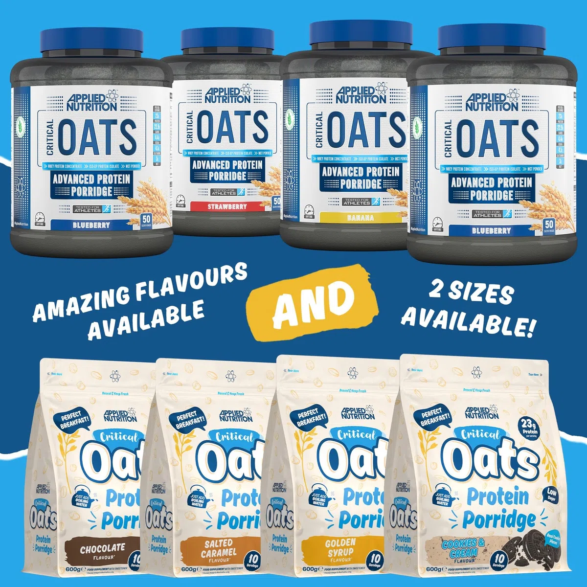 Applied Nutrition Critical Oats Porridge Protéiné, Protéine de Whey, Protéines de Lactosérum en Poudre avec Avoine Complète, Isolat de Protéines ISO-XP, Acides Aminés (600g, Cookie & Cream)