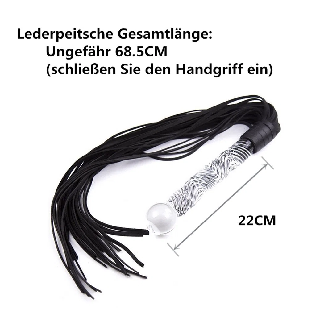 SXOVO Cuir Flogger Fouet Verre Godes SM Sex Toys Sex Cosplay Adulte Jeu (Noir)