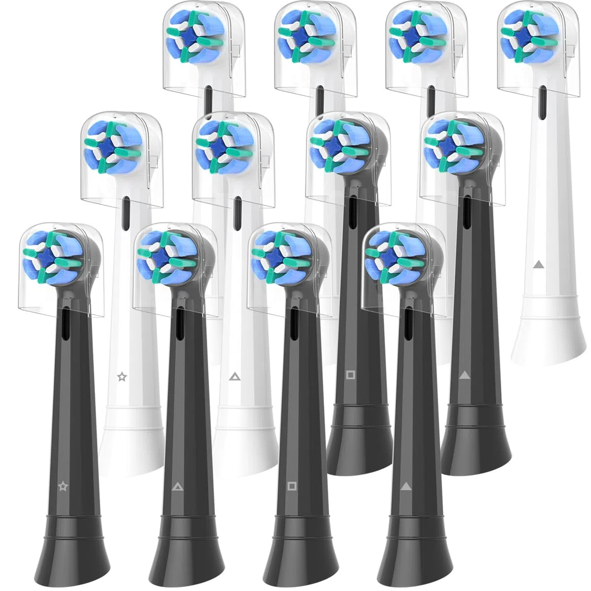 Wardimark Lot de 12 Brossette Compatible avec Oral B iO Brosses à Dent Electrique, Brossettes de Rechange Pour iO 2 3 4 5 6 7 8 9 10 (6 Blanc+6 Noir)