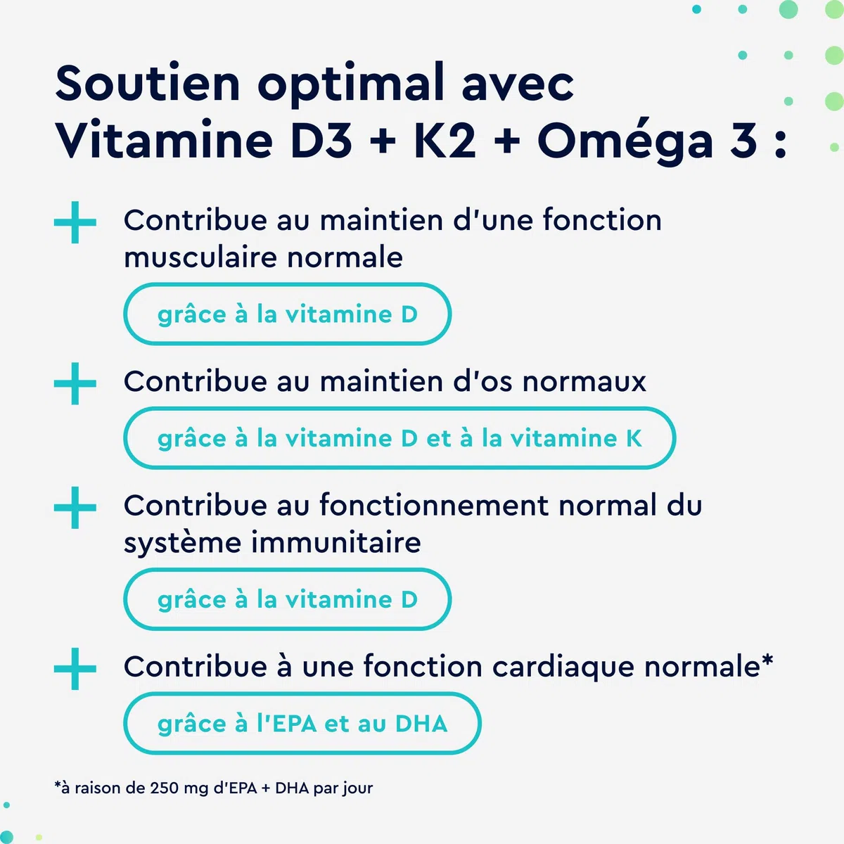 Oméga 3 (1000mg) avec Vitamine D3 (2000 UI) + K2 100 µg, 90 Gélules, Huile de Poisson (400mg d'EPA et 300mg de DHA) Fortement Dosée, Vit D3 Cholécalciférol + Vit K2 MK7, Sans Arômes et Additifs