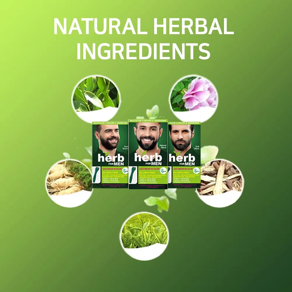 Teinture pour Moustache et Barbe Sans PPD ni Ammoniaque, Ingrédients Naturels Végétaliens, Sans Odeur, Plus d'Irritations Cutanées dues à la Coloration pour Peau Sensible – Noir Doux.