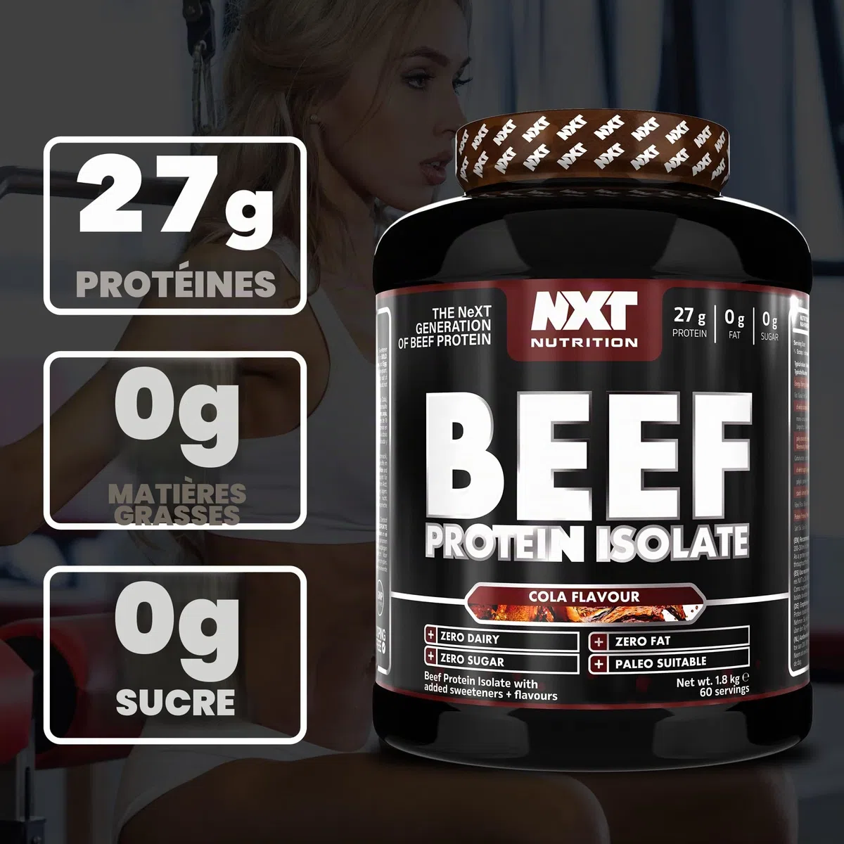 NXT Nutrition Beef Protein Isolate Powder - Protein Powder , Alternative to Whey Protein and Vegan Protein Powder , Halal , Lactose , Dairy , Gluten , and Soy Free - 1.8Kg Pineapple Blast