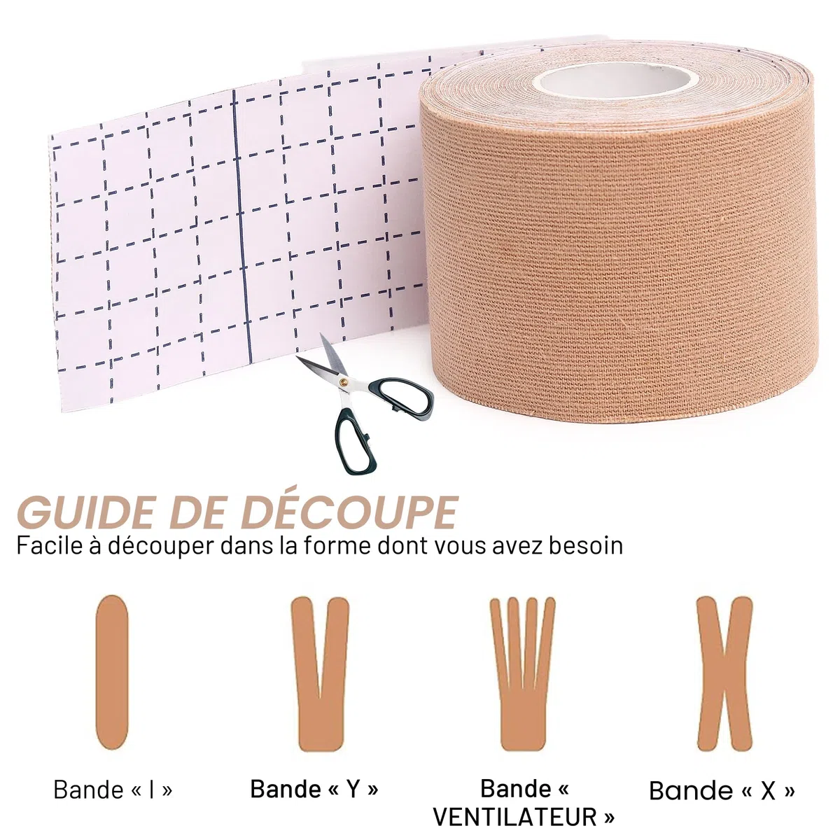 Tape Kinésiologie 6 Rouleaux, Bande Kinesiologie Imperméable K Tape Pour la Récupération des Muscles Blessés & Soutien Articulaire, Strap Sport 5cm x 5m Par Rouleau
