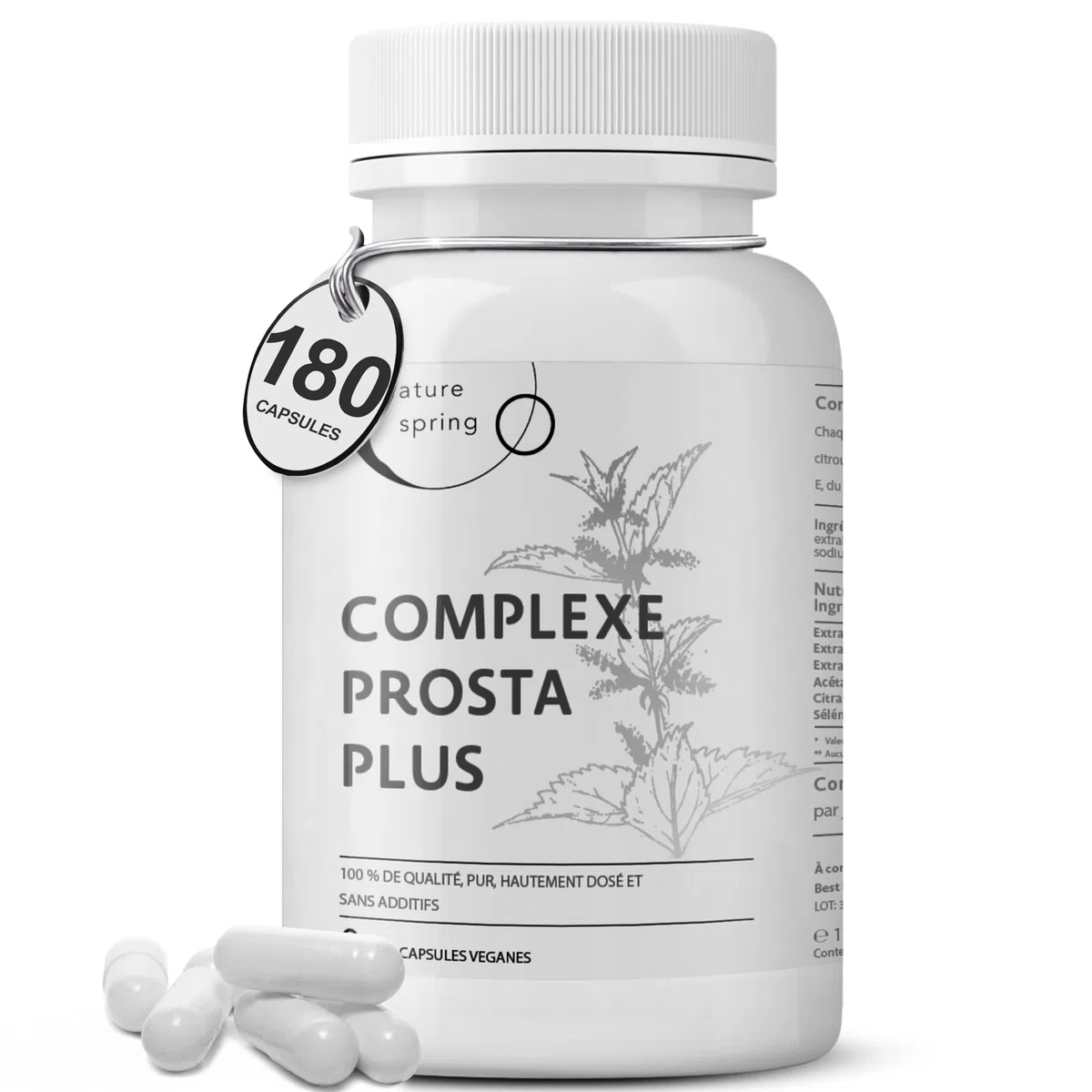 Prosta Plus Complexe – 180 gélules de prostate hautement dosées – Formule unique à base de graines de citrouille, d'extrait de palmier nain, de racine d'ortie avec zinc, vitamine E et sélénium