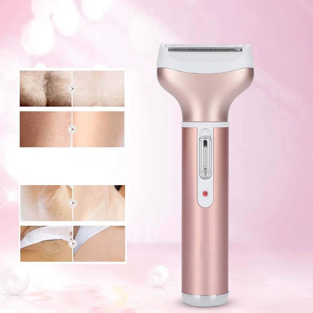 Rasoirs électriques pour Femmes, Rasoir électrique 4 en 1 pour Femmes, Tondeuse Bikini pour Femmes avec Têtes Rotatives pour Usage Facial et Nasal (Or Rose)