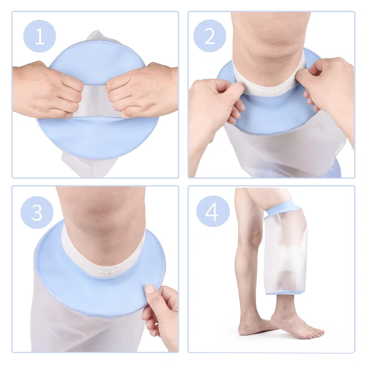 Fasola Protection Genou Douche, Protège Attelle Genou Douche Adulte, Réutilisable Sac de Douche Protection Genoux, Maintenir le Bandage au Sec, XL