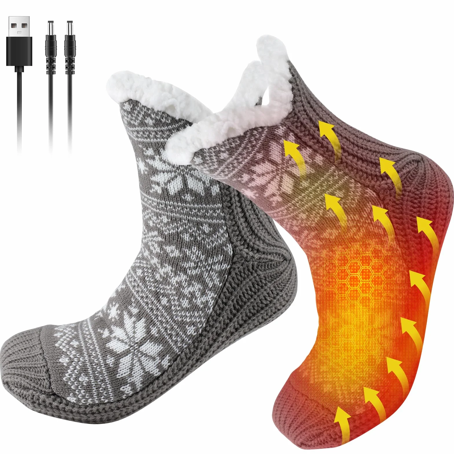 Coikes Chauffe-Pieds Électriques Chauffe-Pieds Électrique Doux Chaussettes Chauffantes 3 Températures Réglables Électriques USB Charge Pieds Chauffe Pied Chaussettes Chauffées
