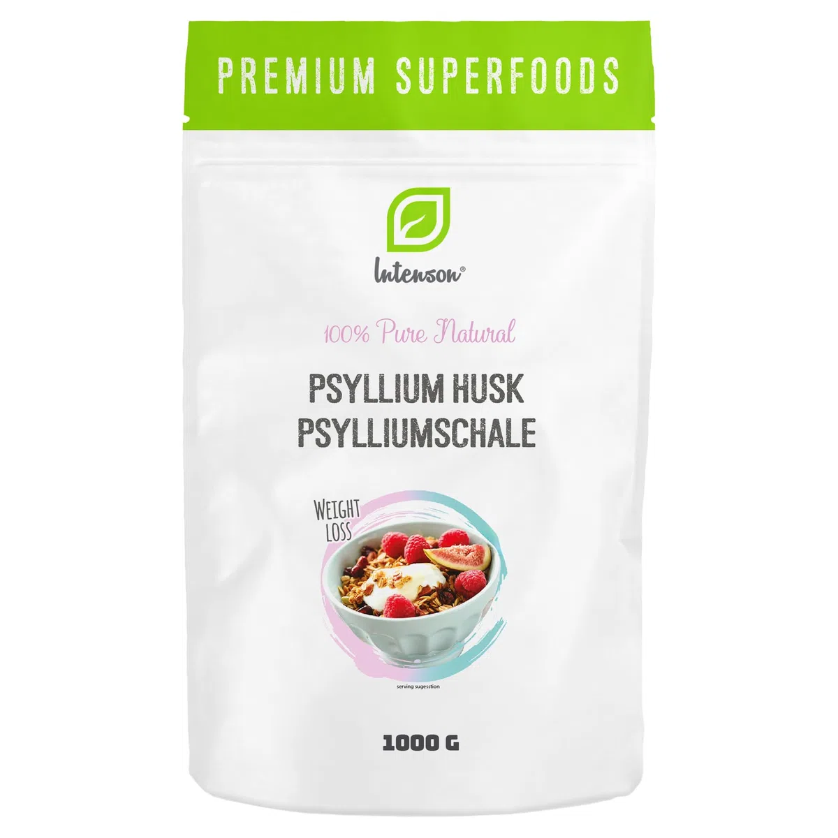 INTENSON Psyllium Husk 1 kg, Pure &Natural Psyllium Seeds Husks, High in Fibre, to be mixed with Water, Beverages, & Juices, Vegetarian & Vegan