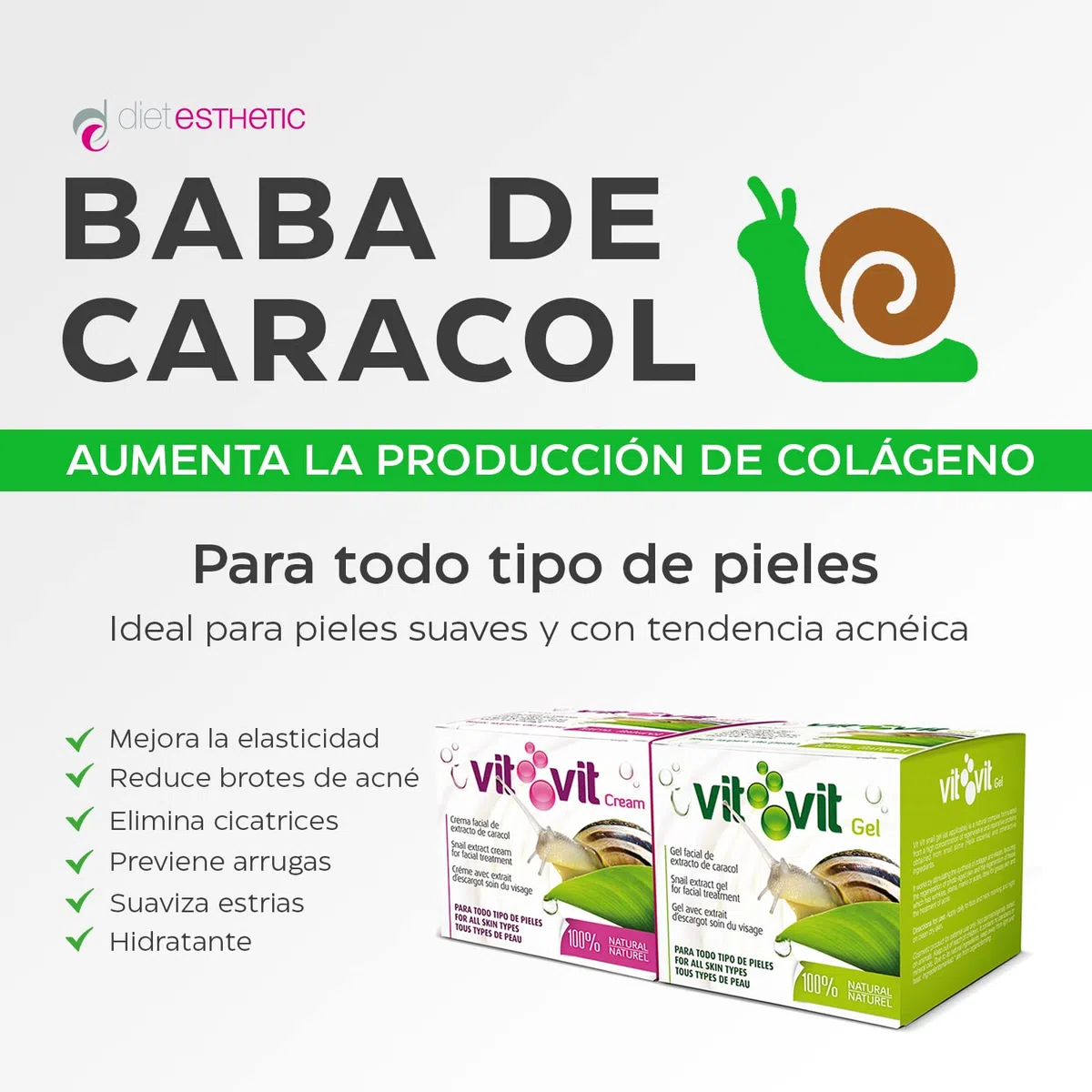 VIT VIT Gel concentré à la bave d'escargot 100% naturel