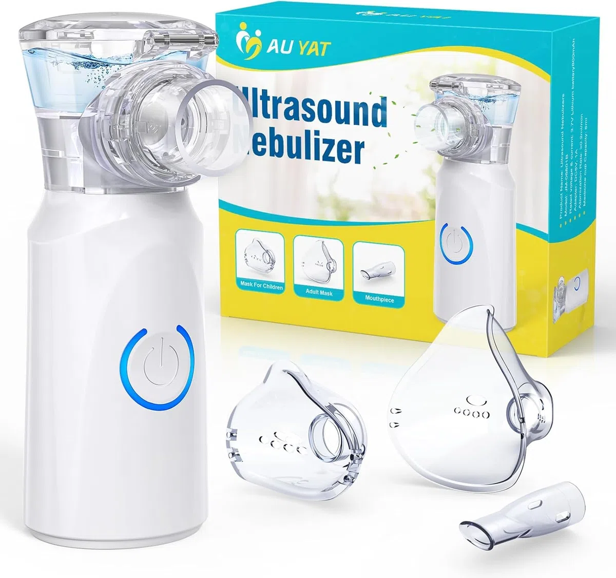 Nebulisateur pour Adultes, Nebulisateur Portable Rechargeable pour Adultes et Enfants, Inhalateur Silencieux pour Enfants avec 2 Masques et Embout Buccal, pour Usage Domestique et en Voyage