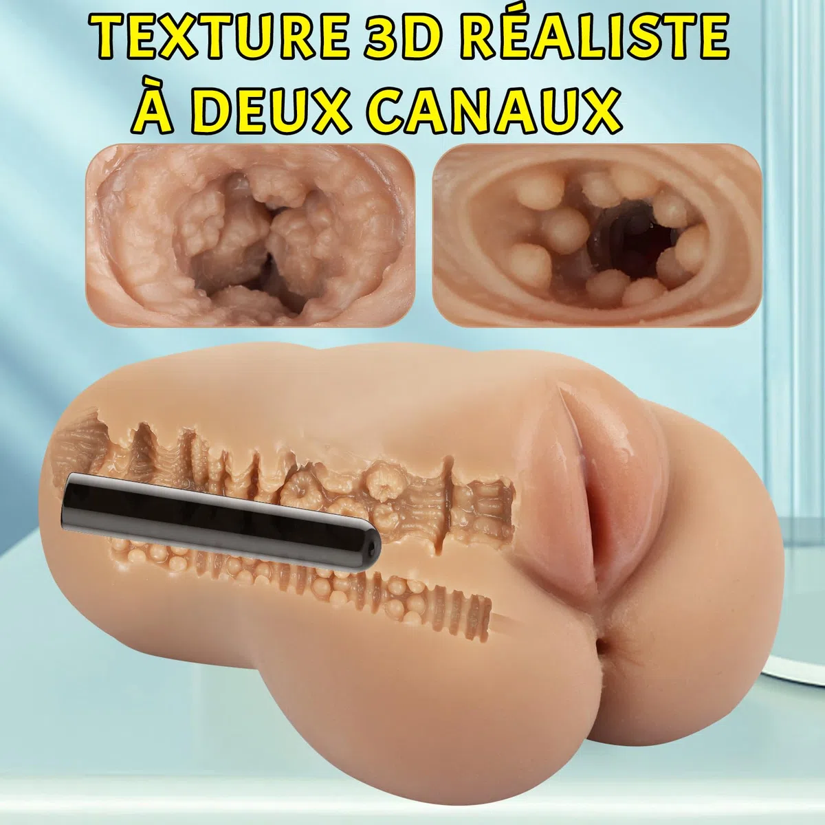 Masturbateur Masculins Sextoyse pour Homme 2 en 1 Masturbeuse sex toýs homme Jouet Adulte Silicone avec Vibromasseur